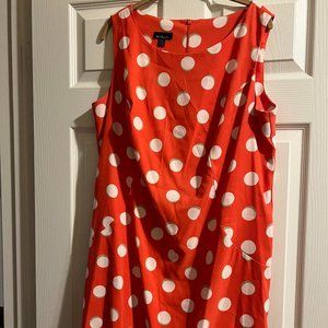 Alyx Sheath Dress Orange & White Geometric Circle Print Sleeveless Size 14W